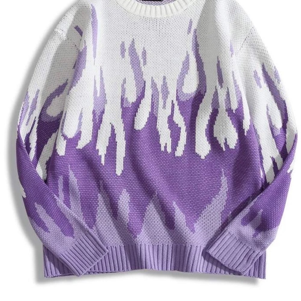 SHEIN Purple Flame Print Sweater